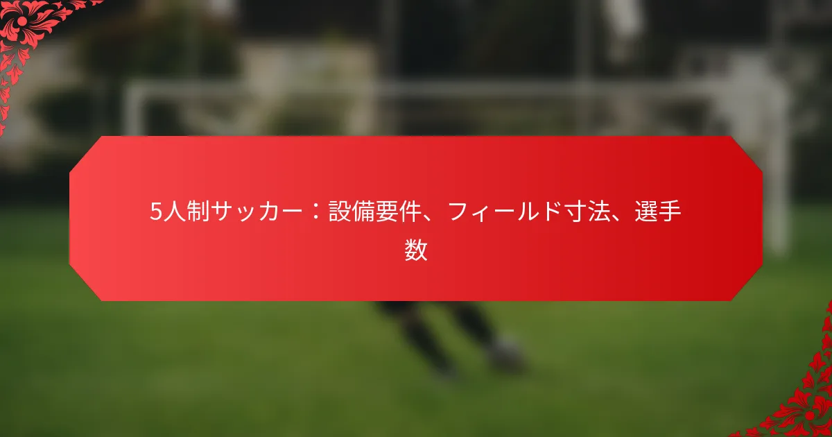 5人制サッカー：設備要件、フィールド寸法、選手数